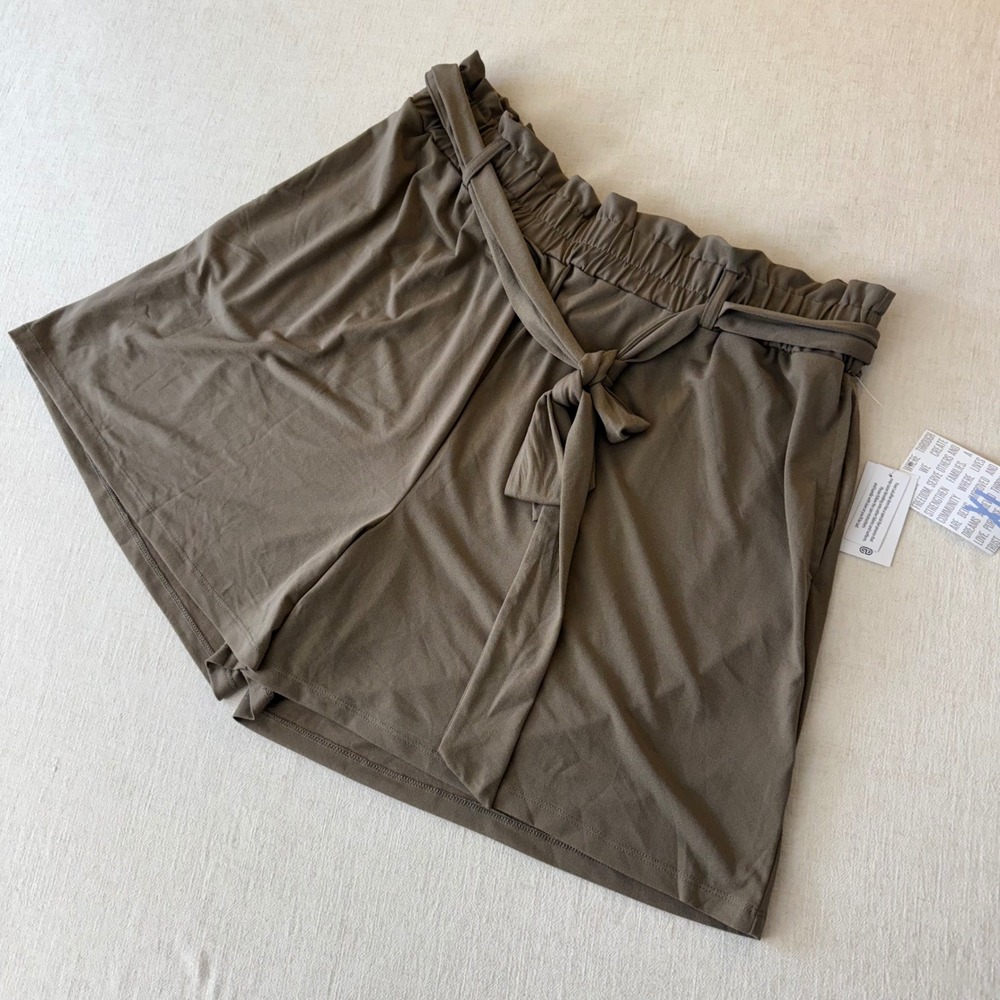 LuLaRoe Womens XL Taupe Brown Paperbag Waist Tie Front Shorts NWT - Picture 7 of 10